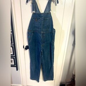 Vintage LL Bean Overalls Womens L Pet Blue Denim Cotton Work Wear Farm Jeans